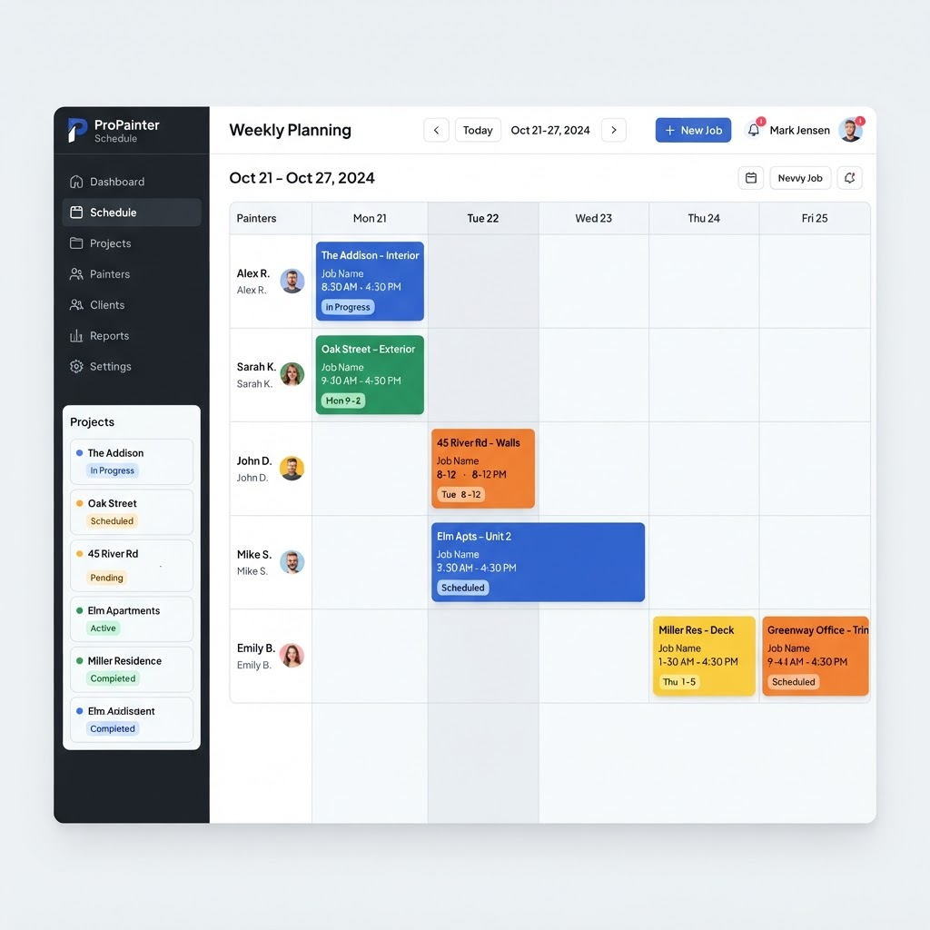Castwise planningsoverzicht met projecten, ploegen en een weekplanning